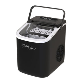 Black portable benchtop ice maker producing up to 12 kg of ice per day