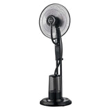 Misting pedestal fan head with safety guard and mist nozzles