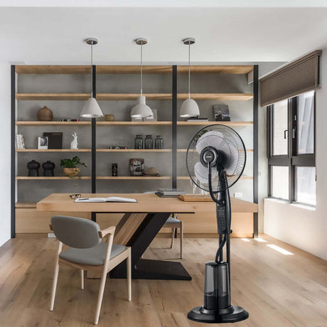 Remote control supplied with the 40 cm misting pedestal fan