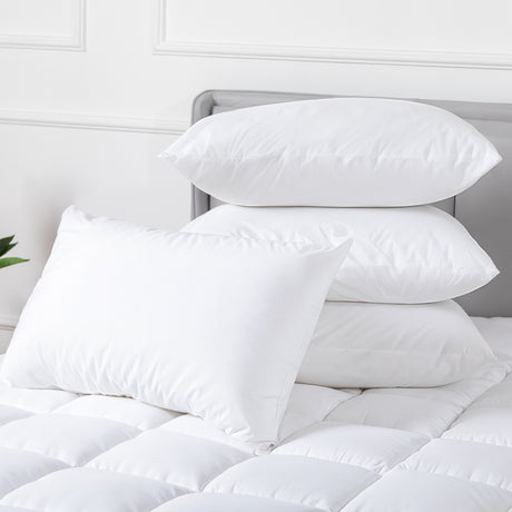 Hacienda 100% Cotton Hypoallergenic Pillow Covers with 800g Poly Fill — 4-Pack — Allure Home Collections