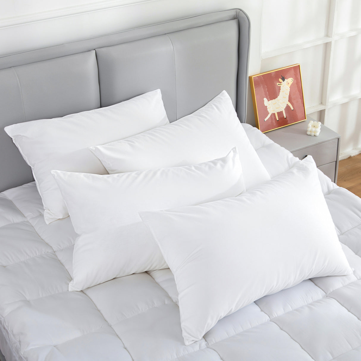 Hacienda 100% Cotton Hypoallergenic Pillow Covers with 800g Poly Fill — 4-Pack — Allure Home Collections