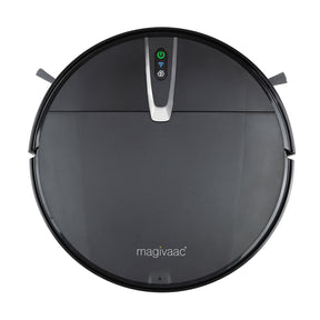 Black smart robot vacuum with charging dock and mopping pad