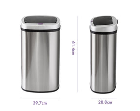 Napier stainless steel 50L motion sensor rubbish bin in a modern kitchen