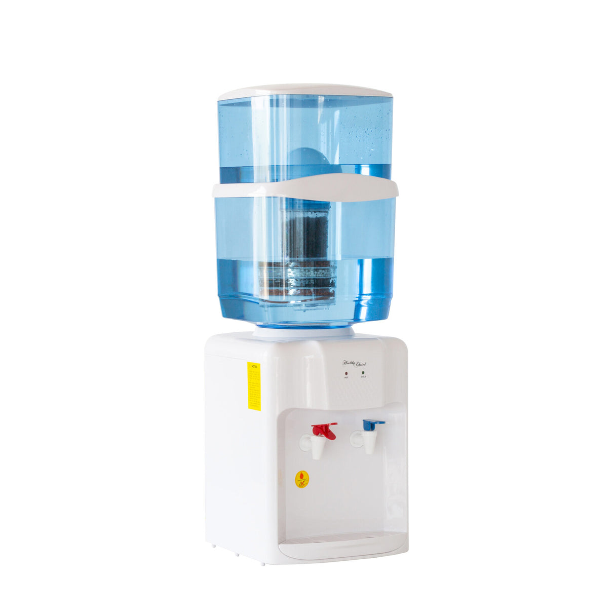 Water dispenser on a kitchen bench showing its compact 28.5 cm base