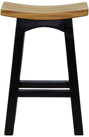 Outtrim black and caramel solid timber counter stool single with footrest rail