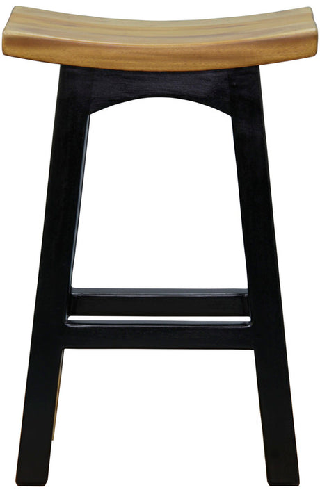 Kyoto solid timber kitchen counter stool in black and caramel finish — Allure Home Collections