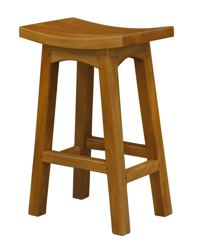 Sunnyside light pecan solid mahogany counter stool at a kitchen bench