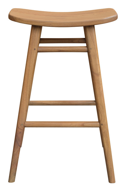 Aria oval solid mindi wood kitchen counter stool in natural finish — Allure Home Collections