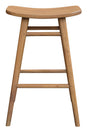 Aria oval solid mindi wood kitchen counter stool in natural finish — Allure Home Collections