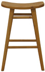 Tuerong caramel solid mahogany oval counter stool in a modern kitchen
