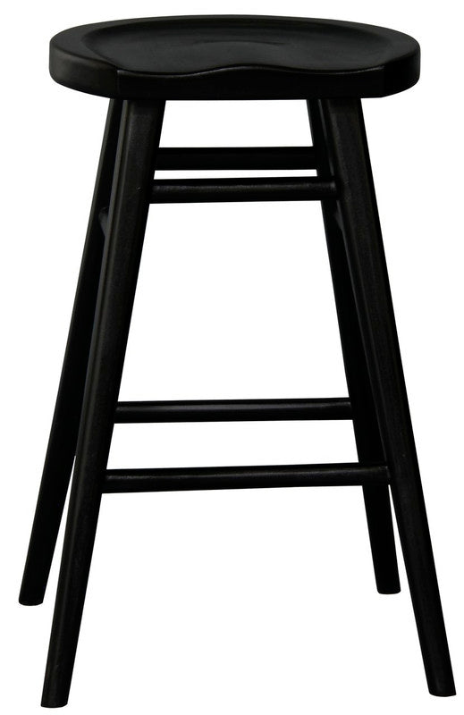 Close up of the almurta timber counter stool black seat and frame