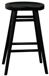 Close up of the almurta timber counter stool black seat and frame