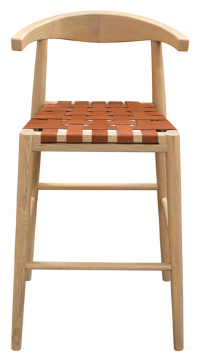 Cape woolamai genuine leather bar stool natural in a modern kitchen