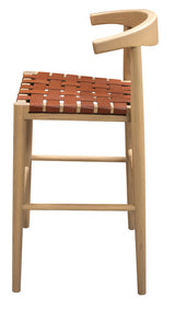 Close up of the cape woolamai genuine leather bar stool natural seat and frame