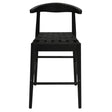Elliot solid oak and cowhide leather kitchen counter stool in black — Allure Home Collections