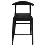 Elliot solid oak and cowhide leather kitchen counter stool in black — Allure Home Collections