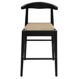 Arden solid oak loom counter stool in black with woven seat — Allure Home Collections