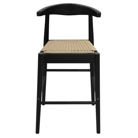 Arden solid oak loom counter stool in black with woven seat — Allure Home Collections