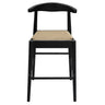 Loch black solid oak counter stool single with woven loom seat