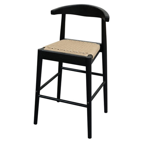 Arden bar stool woven loom seat and solid oak leg detail — Allure Home Collections