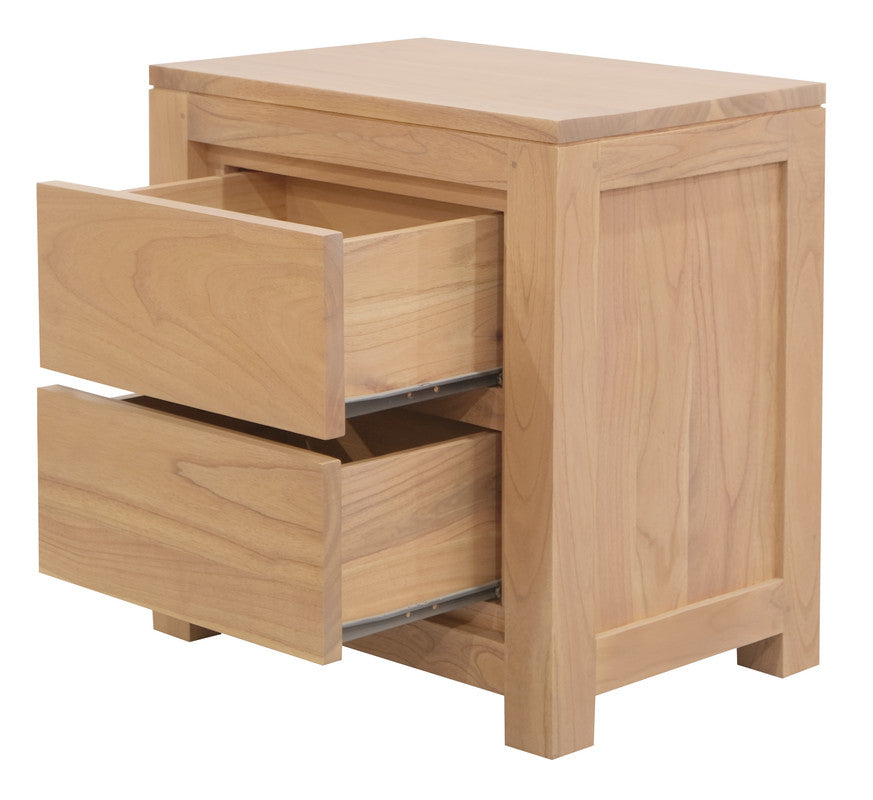 Broadwater Cedar 2 Drawer Bedside Table, Natural