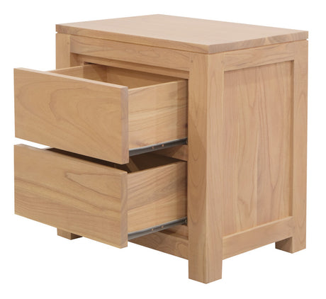 Broadwater Cedar 2 Drawer Bedside Table, Natural