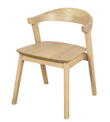 Freeling natural solid oak dining chair with curved back