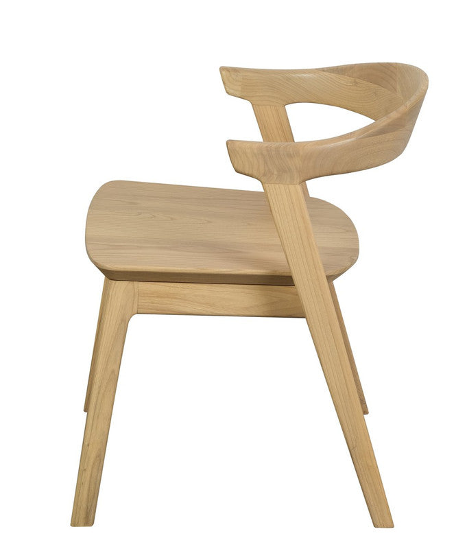 Freeling natural solid oak dining chair with curved back