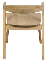 Freeling natural solid oak dining chair with curved back