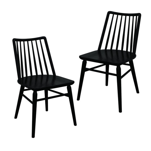 Dorrien black solid oak dining chair in a modern dining room