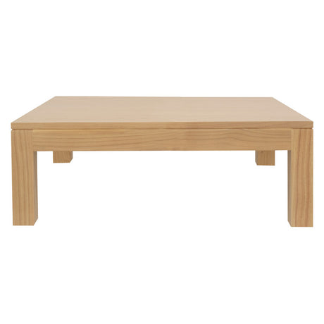 Research natural solid Mindi timber coffee table in a modern living room