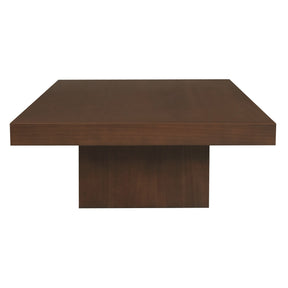 Eden Park walnut solid Mindi timber coffee table in a modern living room