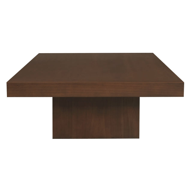 Eden Park walnut solid Mindi timber coffee table in a modern living room