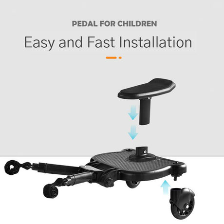 2 in 1 Stroller Glider Board with Removable Seat, Black