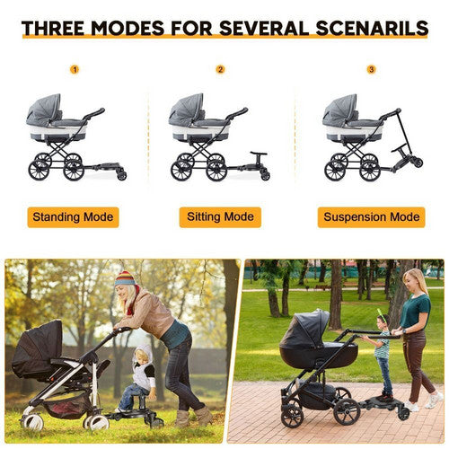 2 in 1 Stroller Glider Board with Removable Seat, Blue