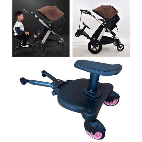 2 in 1 Stroller Glider Board with Removable Seat, Pink