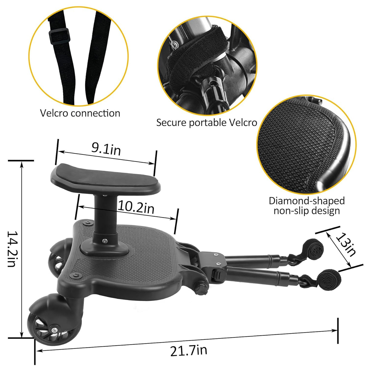 2 in 1 Stroller Glider Board with Removable Seat, Pink