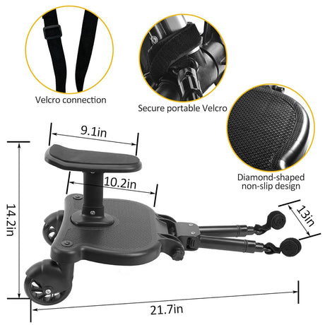 2 in 1 Stroller Glider Board with Removable Seat, Pink