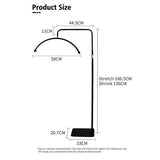 Half moon LED floor fill light in black with phone holder and remote