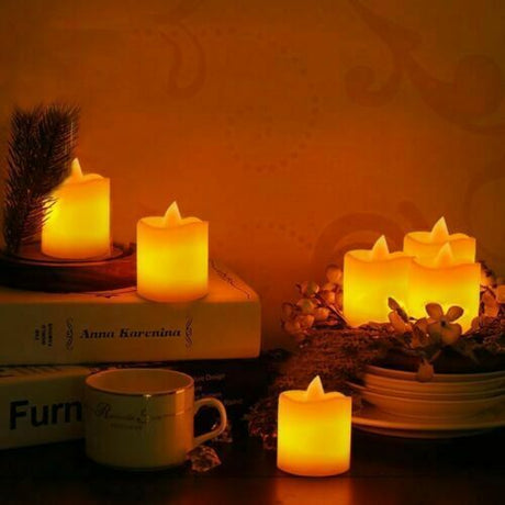 48-Pack Flameless LED Tea Light Candles — Battery Powered with On/Off Switch — Allure Home Collections