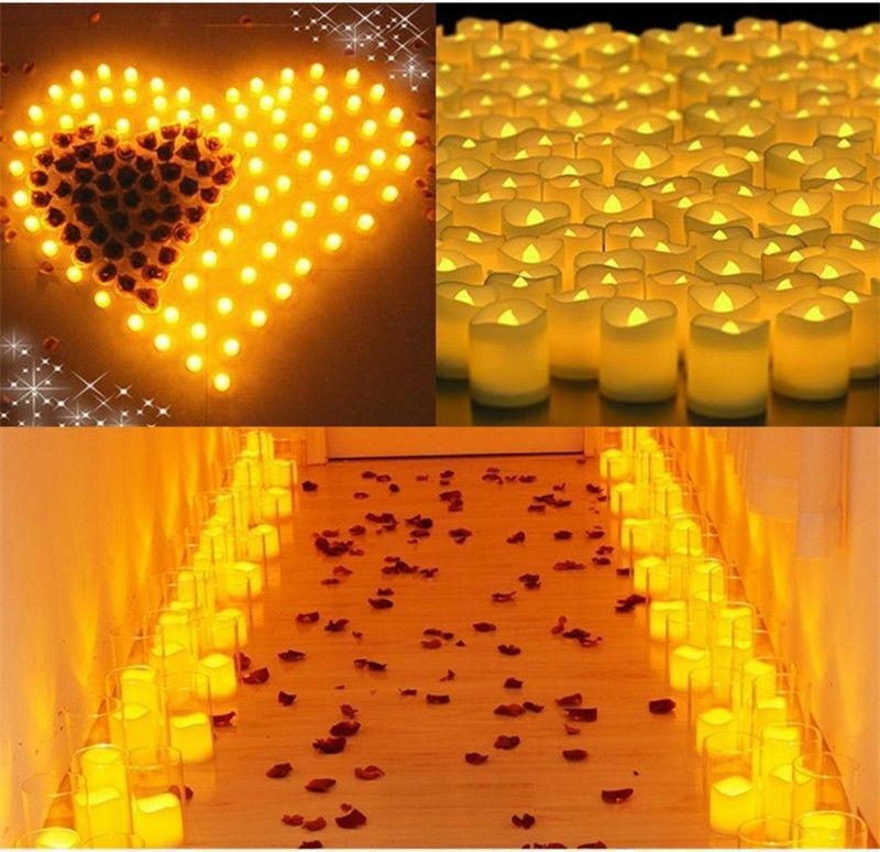 48-Pack Flameless LED Tea Light Candles — Battery Powered with On/Off Switch — Allure Home Collections