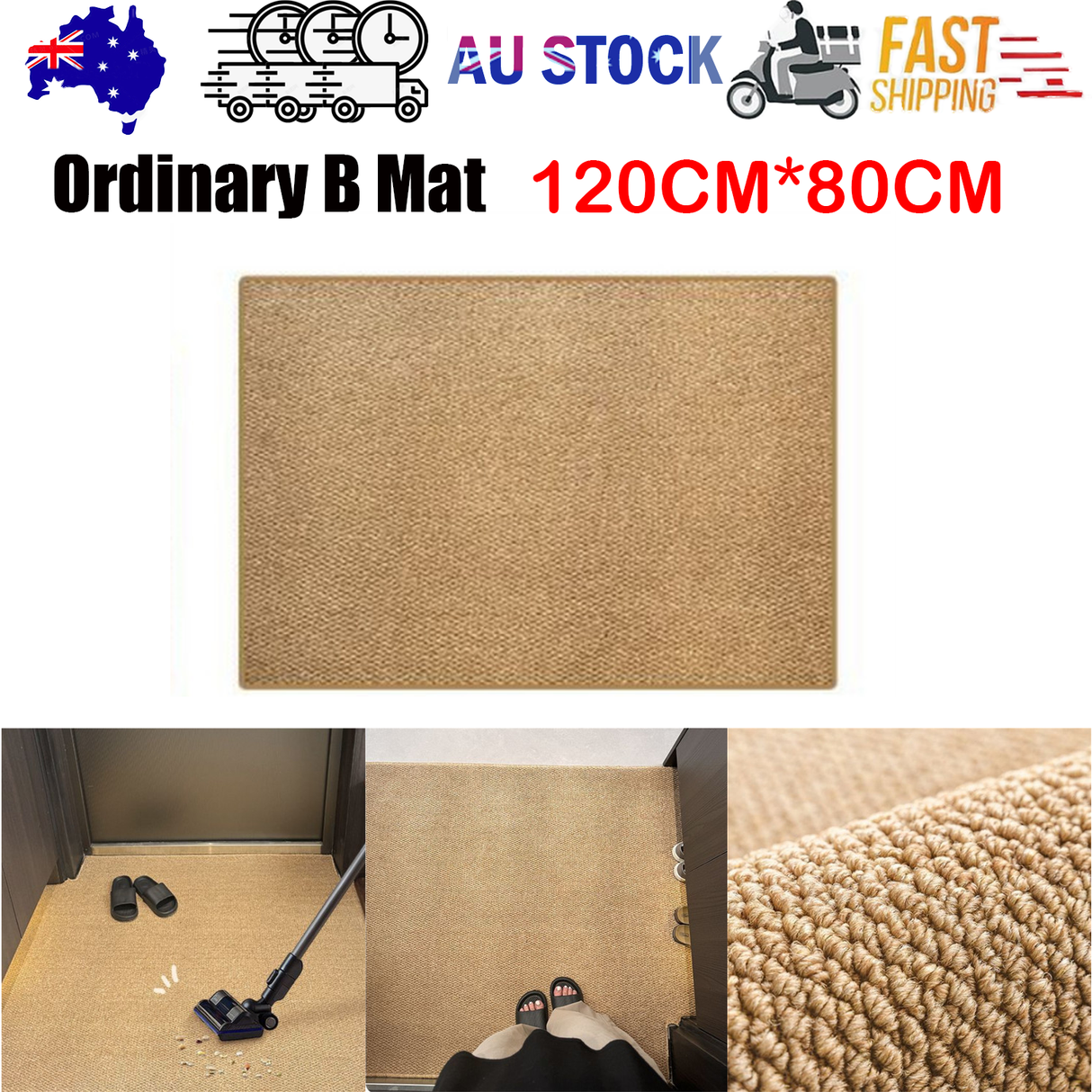 Large non-slip entrance door mat, 120 x 80 cm, dirt-trapping floor mat