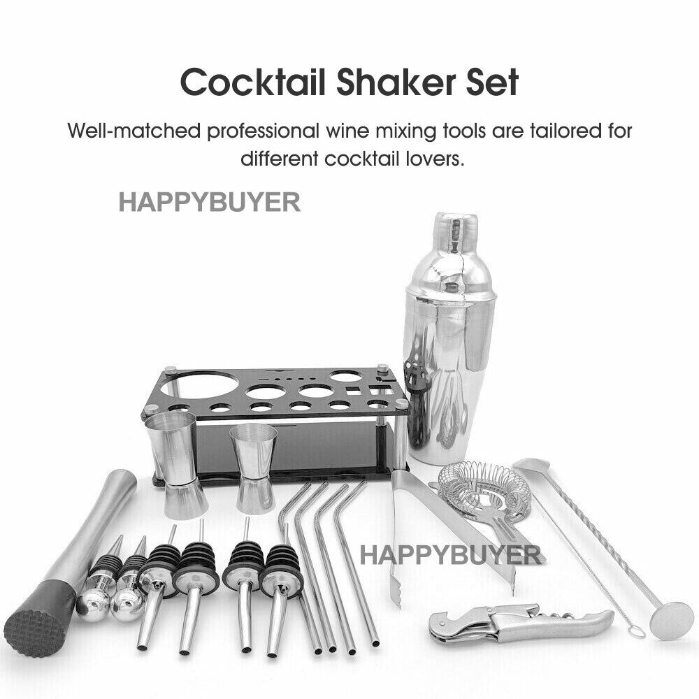 20 piece stainless steel cocktail shaker set with 750ml shaker and stand - view 7