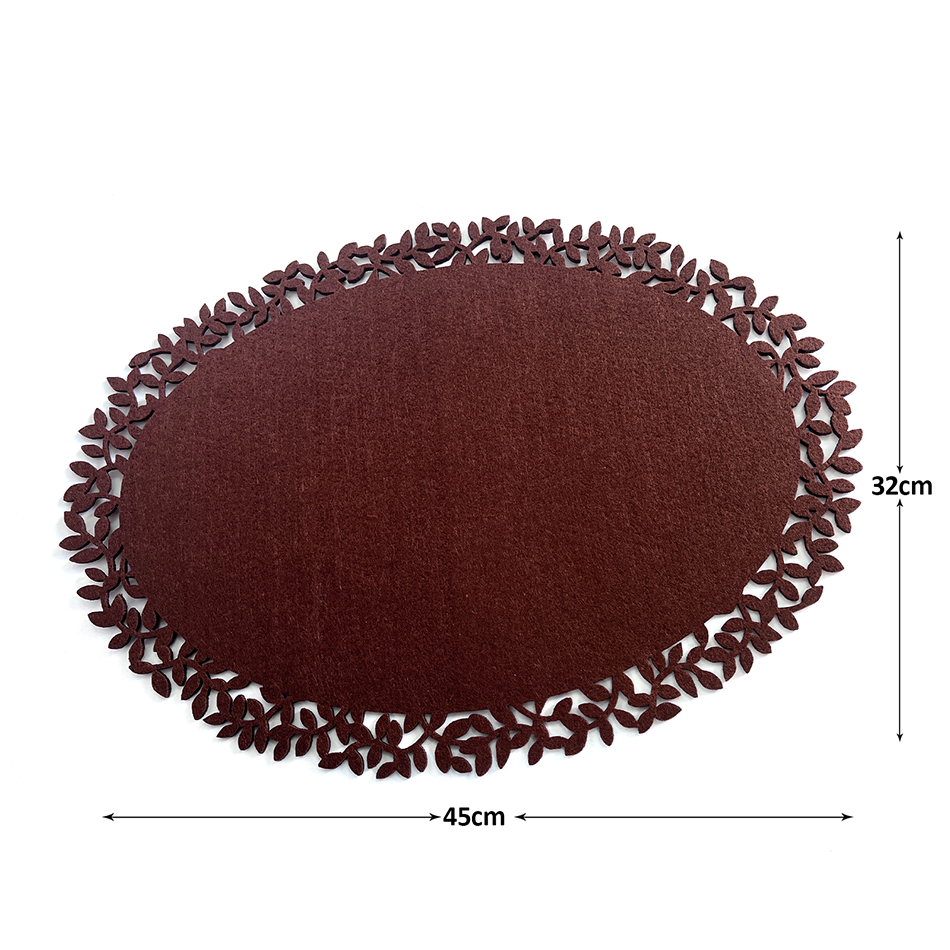 Brown leaf edge felt placemat leaf pattern edge