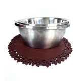 Brown leaf edge felt placemats stacked