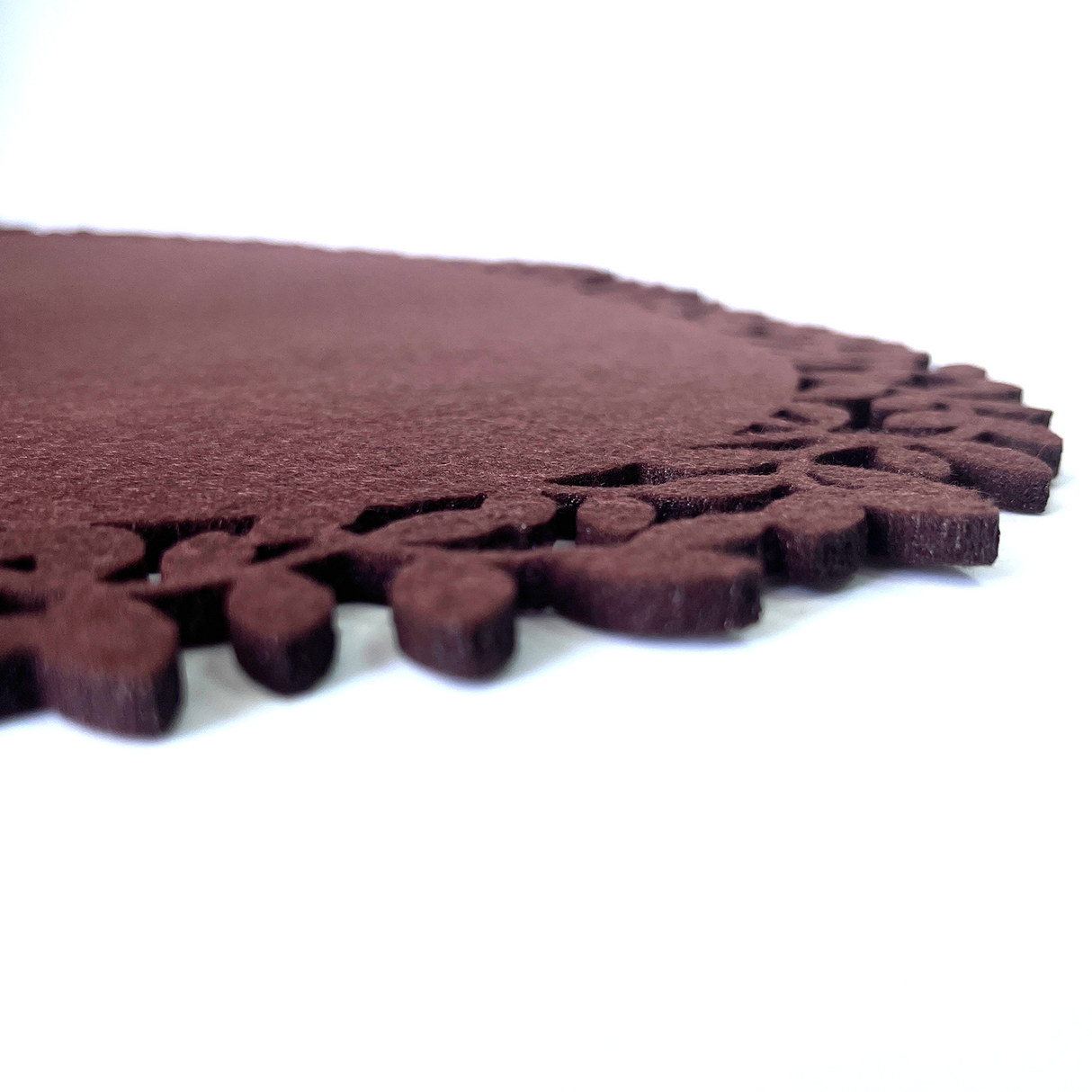 Brown leaf edge felt placemat size reference