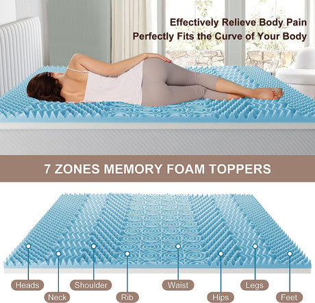 8cm 7-Zone Cool Gel Memory Foam Mattress Topper — Medium Firm — Allure Home Collections