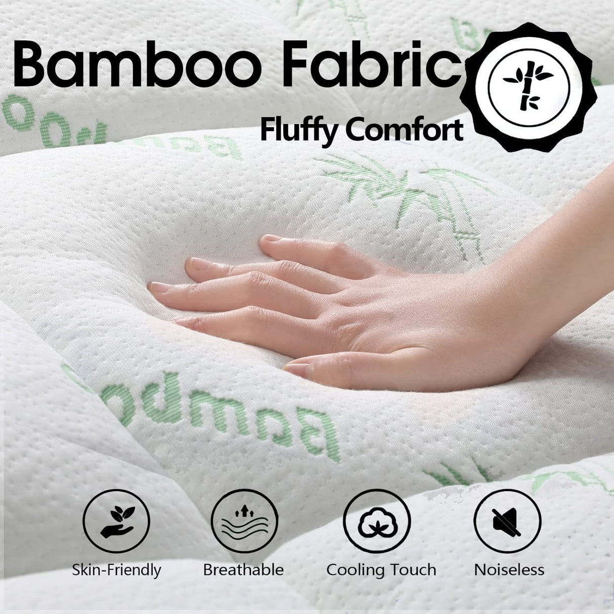 Giselle Bamboo Blend Pillowtop Mattress Topper — 45cm Deep Fitted Skirt — Allure Home Collections
