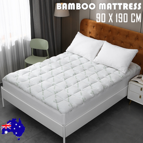 Kamloops bamboo luxury pillowtop mattress topper in single, 5cm quilted