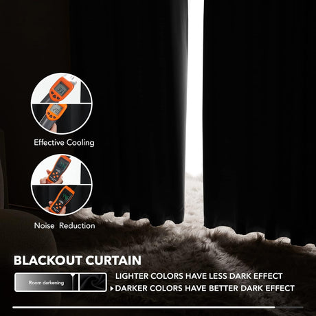Premium 3-Layer Blockout Eyelet Curtains — Pair 132 x 114cm — Allure Home Collections